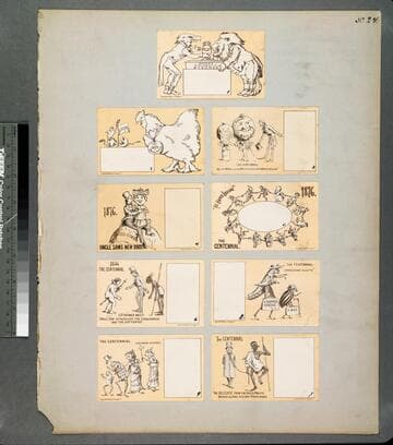 [Sample book page of Centennial-themed cards]