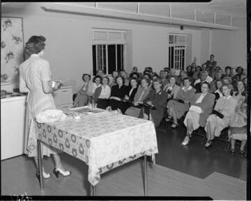 Cooking demonstration to audience