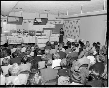Cooking demonstration to audience