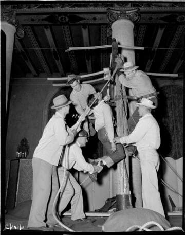 Lineman rescue demonstration on a pole set