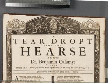 A tear dropt from the hearse of the Reverend Dr. Benjamin Calamy  late minister of St. Lawrence Jury London, who departed this life on Sunday the 3d of January, 1685/6