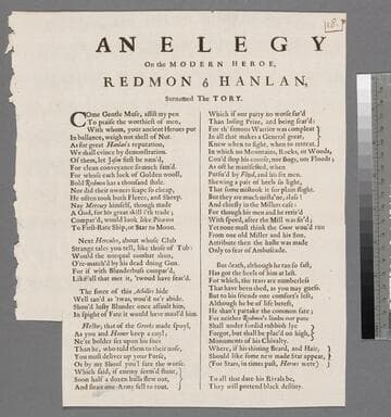 An Elegy on the modern heroe, Redmon ô Hanlan, surnamed the Tory
