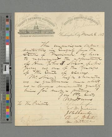 William M. Dunn et al, Washington, D.C., petition to Abraham Lincoln