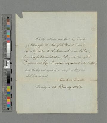 Abraham Lincoln, Washington, D.C., authorization to William H. Seward