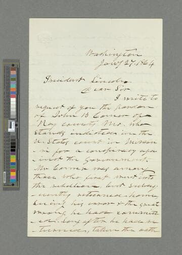 Austin A. King, Washington, D.C., letter to Abraham Lincoln