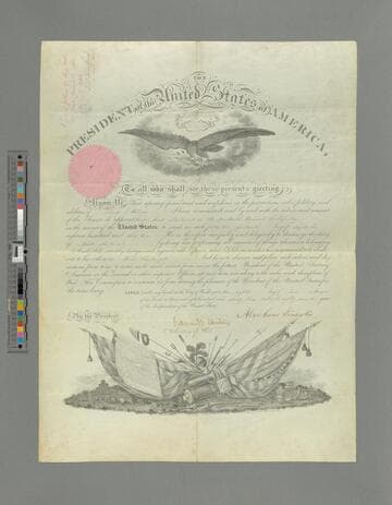 Abraham Lincoln, Washington, D.C., military commission to Alonzo J. Bellows