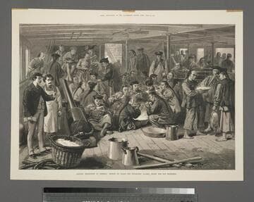 Chinese emigration to America: sketch on board the steam-ship Alaska, bound for San Francisco