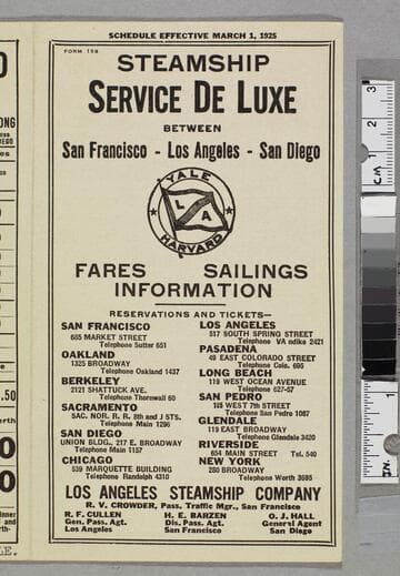 Steamship service de luxe between San Francisco - Los Angeles - San Diego