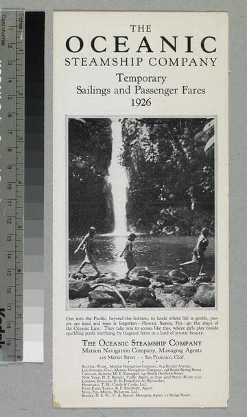 The Oceanic Steamship Company temporary sailings and passenger fares 1926