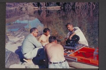 Jake rigs camera on Sportyak; 217 Mile Rapid.  Bill Lindsley; Bill Wynn