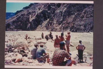 The Powell crew being photoed at 205 Mile Rapids; Jim Algar directs from left