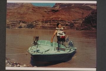 Ed l'Anson in the "Boo Too."  Camp at Mile 70