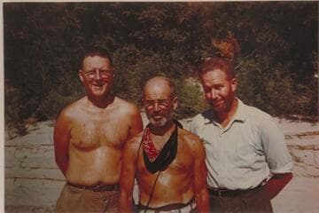 Ed Hudson, Otis Marston and Wayne McConkie near end of Cataract Canyon-Glen Canyon traverse