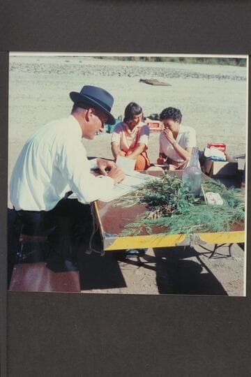 Bill Wells makes out the marriage papers.  The Chapel