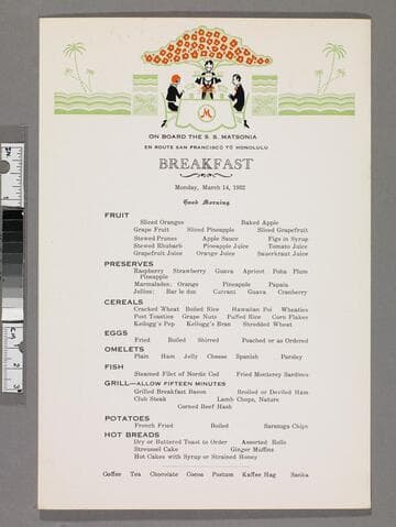 Breakfast menu