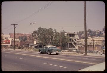 Bunker Hill area buildings on 3rd Street viewed from Figueroa Street