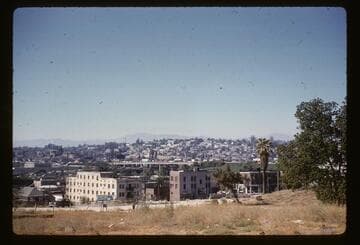 Site of future Department of Water and Power Building, looking northwest