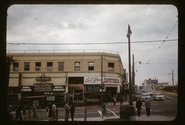 Broadway at Temple Street, about to be wrecked
