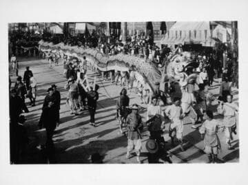 The dragon on parade through city streets