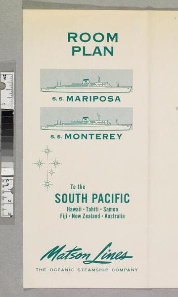 Room plan : S. S. Mariposa S. S. Monterey to the South Pacific