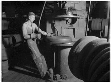 Worker, Goodyear Tire production. 1937