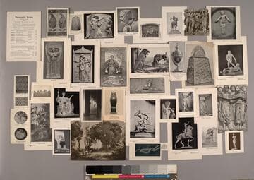 One boxed collection of reproductions of photographs of sculpture, circa 75 pieces