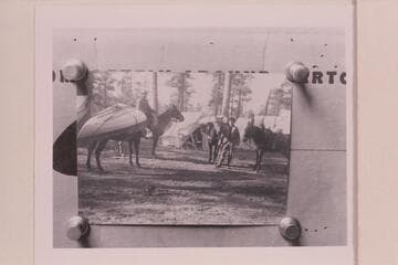 "Queen of the Canyon" on horseback.  The skiff used by the USGS in the topographic survey of Grand Canyon National Park