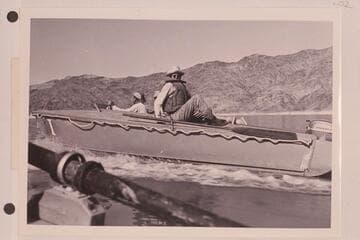 Don Harris, pilot and John Riffey on the "I" at full speed on Lake Mead