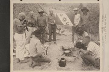 Crew at camp in middle fork of 73