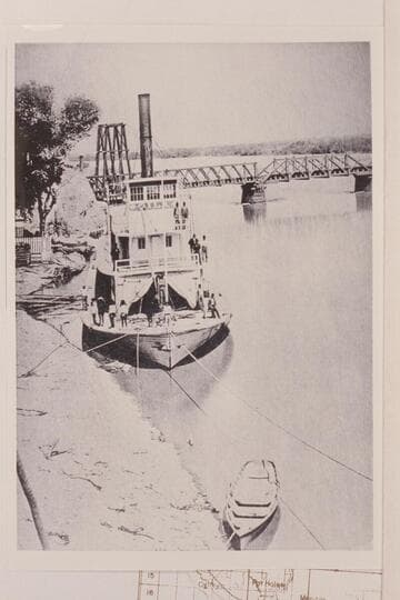 The "GILA" at the yards of the Colorado Steam Navigation Company above the rail bridge at Yuma