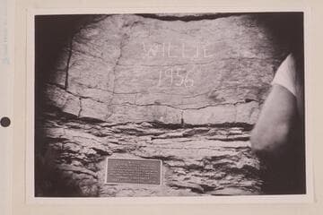 Plaque and marking at Willie's grave.  Mile 44 in Marble Canyon