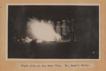 "Night life at the Camp fire.  Mr. Baum's Party."