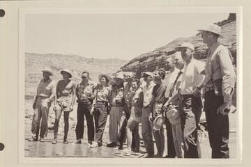 Wright-Rigg party lined up at Paria Riffle for pictures before departure