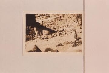 Bessie Hyde posed on the rock fan at the left bank of 27 Mile Rapid, Marble Canyon