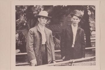 Edwin Reagan Monett (at right) with Charles Russell.  Needles