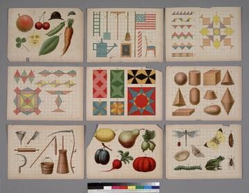 Set of nine drawing cards, circa 1890-1915