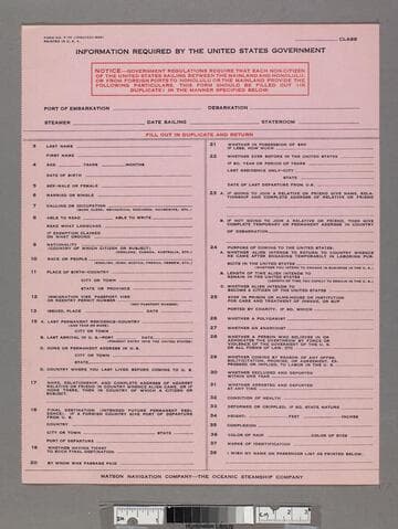 Information required by the United States government