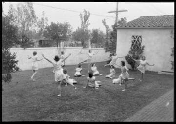 Girls dancing, Polytechnic Elementary School, 1030 East California, Pasadena. June 1939