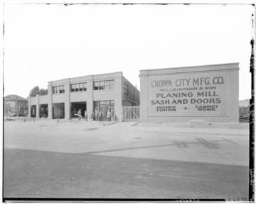 Crown City Manufacturing Company planing mill, 241 West Green, Pasadena. 1926
