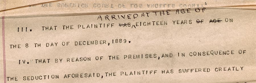 Text from an 1890 Superior Court complaint document.