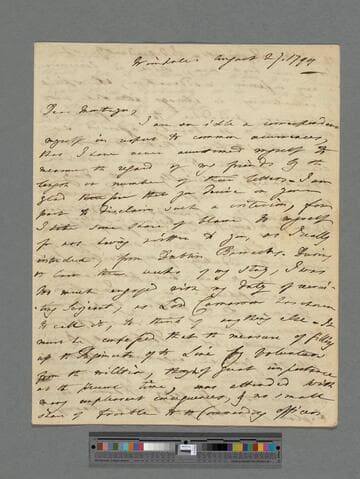Yorke, Philip, 3rd Earl of Hardwicke. Letter to Matthew Montagu, 4th Baron Rokeby