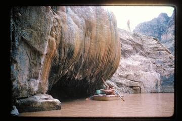 Bill Belknap gets salt water from Travertine Spring and Bowl