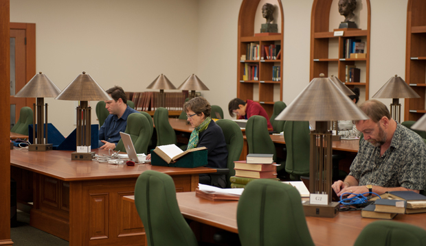 Readers in the Ahmanson Reading Room of the Munger Research Center. Readers in the Ahmanson Reading Room of the Munger Research Center.