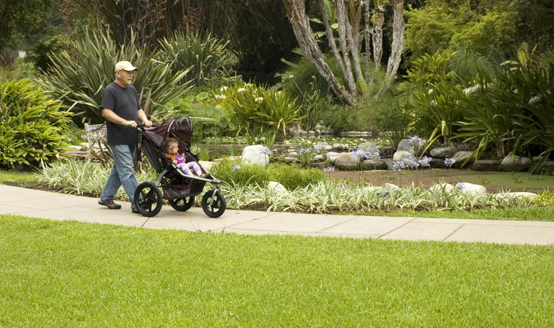 Rick Kidd shares his workout with his granddaughter Gemma. The Lily Ponds are a favorite part of their route.