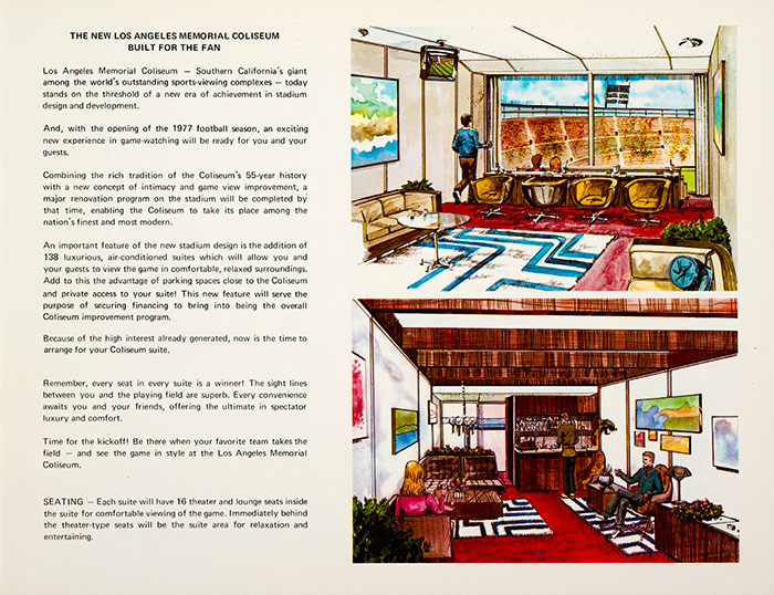 A page from the 1970s brochure highlighting the design of the proposed luxury suites. Interest in the suites was not as great as the Commission had anticipated. The Huntington Library, Art Collections, and Botanical Gardens.