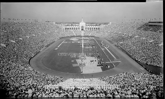 Opening day, 10th Olympic Games, Los Angeles. 1932. “Dick” Whittington Studio Collection of Negatives and Photographs. The Huntington Library, Art Collections, and Botanical Gardens.