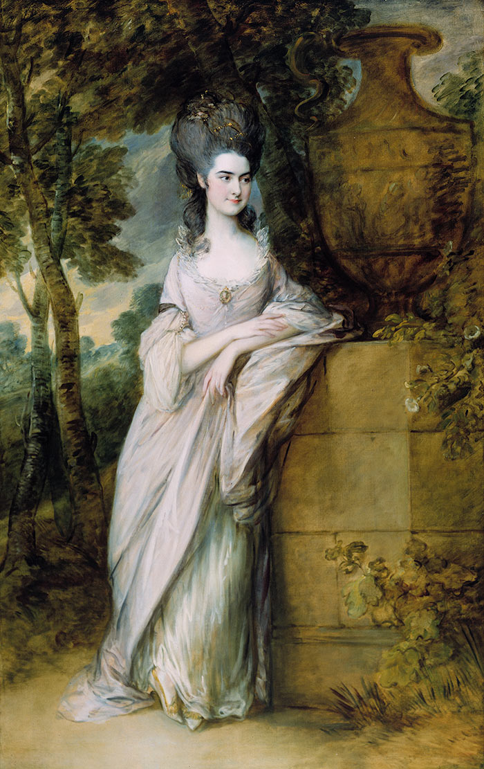 Thomas Gainsborough, Henrietta Read, c. 1777. The painting is installed on the ground floor of the Huntington Art Gallery, facing the central staircase. The Huntington Library, Art Collections, and Botanical Gardens.