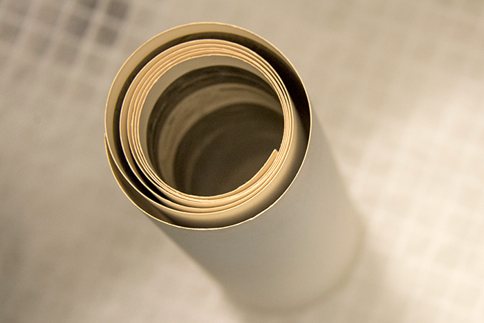 A tightly rolled panoramic photo before treatment. Photo by Kate Lain.